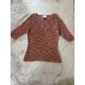 Vintage Kami Beaded Crochet / Knitted Top Size M